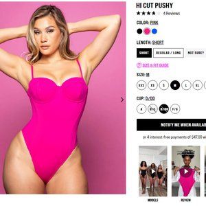 TA3 Swim Hi-Cut Pushy One Piece Shaping Swimsuit Bodysuit Size Medium Short D/DD